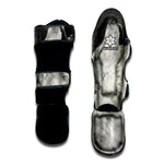 Monochrome Howling Wolf Print Muay Thai Shin Guard