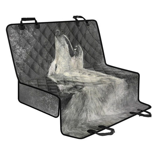 Monochrome Howling Wolf Print Pet Car Back Seat Cover