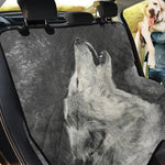 Monochrome Howling Wolf Print Pet Car Back Seat Cover