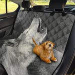 Monochrome Howling Wolf Print Pet Car Back Seat Cover