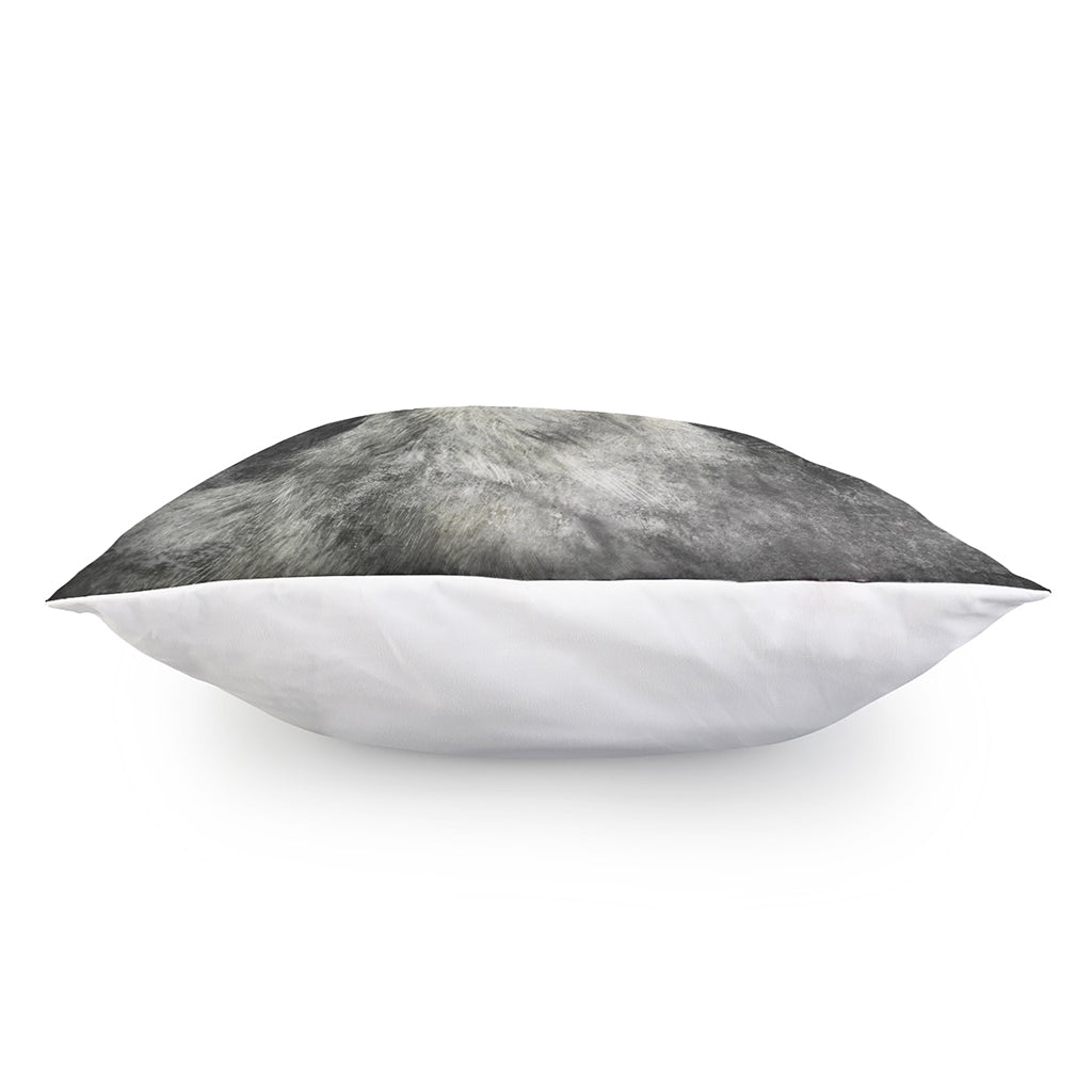 Monochrome Howling Wolf Print Pillow Cover
