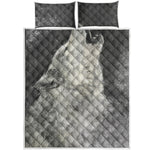 Monochrome Howling Wolf Print Quilt Bed Set
