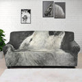 Monochrome Howling Wolf Print Sofa Cover