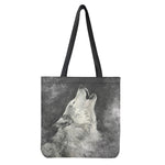 Monochrome Howling Wolf Print Tote Bag