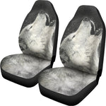 Monochrome Howling Wolf Print Universal Fit Car Seat Covers
