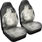 Monochrome Howling Wolf Print Universal Fit Car Seat Covers