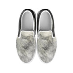 Monochrome Howling Wolf Print White Slip On Shoes