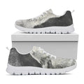 Monochrome Howling Wolf Print White Running Shoes
