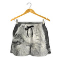 Monochrome Howling Wolf Print Women's Shorts