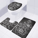 Monochrome Lotus Print 3 Piece Bath Mat Set