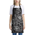 Monochrome Lotus Print Apron