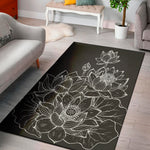 Monochrome Lotus Print Area Rug