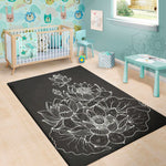 Monochrome Lotus Print Area Rug