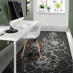 Monochrome Lotus Print Area Rug