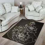 Monochrome Lotus Print Area Rug