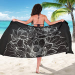 Monochrome Lotus Print Beach Sarong Wrap