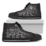 Monochrome Lotus Print Black High Top Shoes
