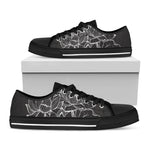Monochrome Lotus Print Black Low Top Shoes 