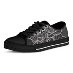 Monochrome Lotus Print Black Low Top Shoes 
