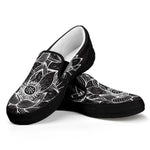 Monochrome Lotus Print Black Slip On Shoes