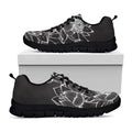 Monochrome Lotus Print Black Running Shoes