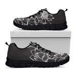 Monochrome Lotus Print Black Sneakers