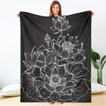 Monochrome Lotus Print Blanket