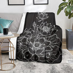 Monochrome Lotus Print Blanket