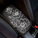 Monochrome Lotus Print Car Center Console Cover