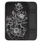 Monochrome Lotus Print Car Center Console Cover