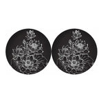 Monochrome Lotus Print Car Coasters