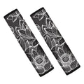 Monochrome Lotus Print Car Seat Belt Covers