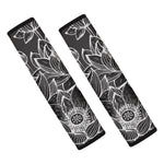 Monochrome Lotus Print Car Seat Belt Covers