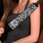 Monochrome Lotus Print Car Seat Belt Covers