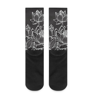 Monochrome Lotus Print Crew Socks