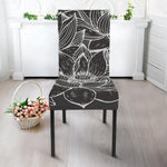 Monochrome Lotus Print Dining Chair Slipcover
