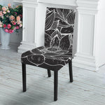 Monochrome Lotus Print Dining Chair Slipcover