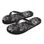Monochrome Lotus Print Flip Flops
