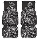 Monochrome Lotus Print Front and Back Car Floor Mats
