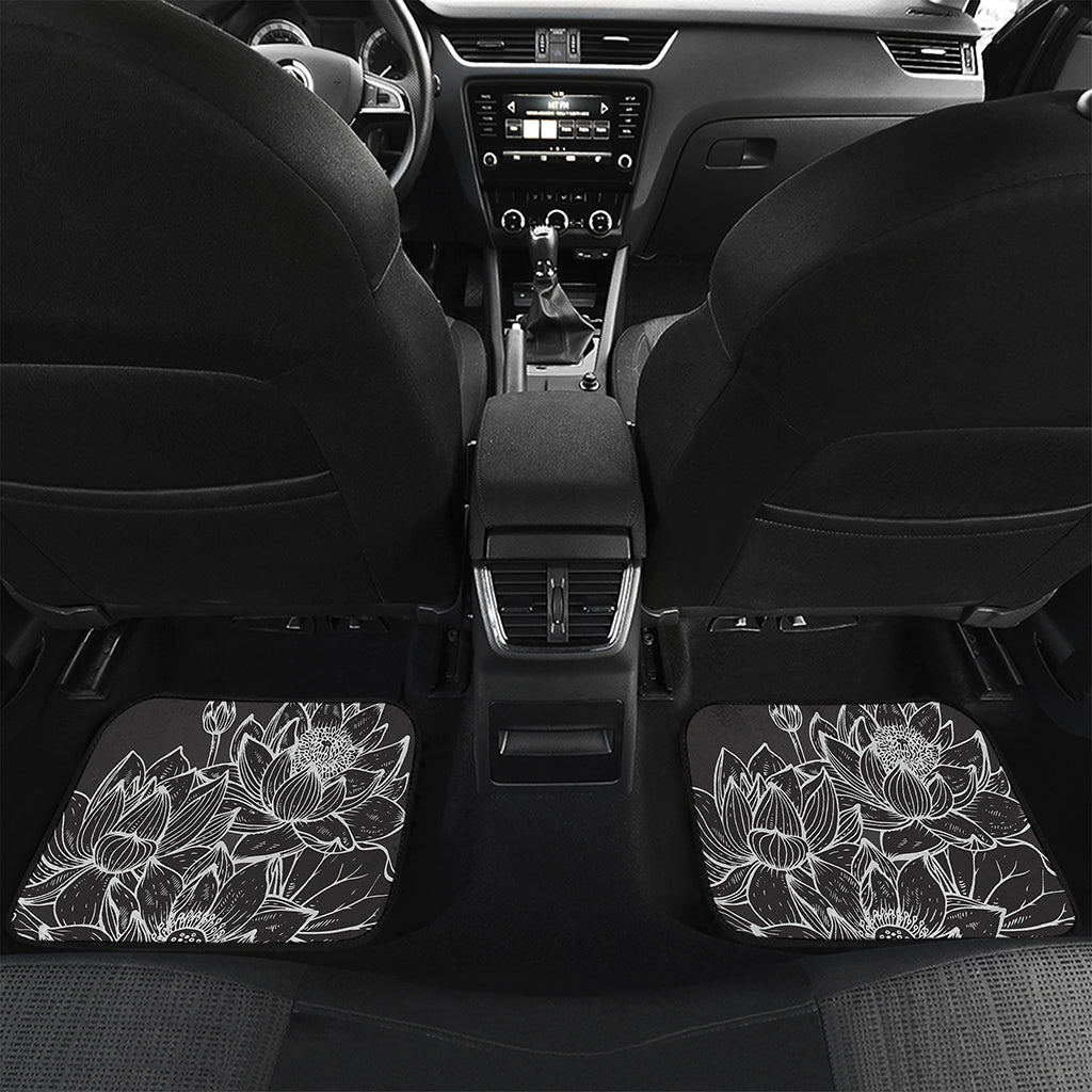 Monochrome Lotus Print Front and Back Car Floor Mats