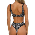 Monochrome Lotus Print Front Bow Tie Bikini