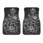 Monochrome Lotus Print Front Car Floor Mats