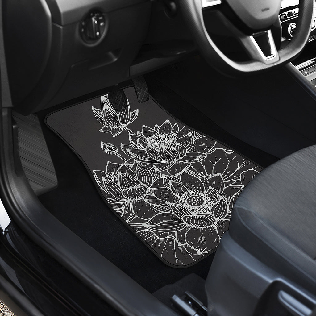 Monochrome Lotus Print Front Car Floor Mats