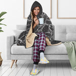 Monochrome Lotus Print Hooded Blanket