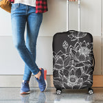 Monochrome Lotus Print Luggage Cover