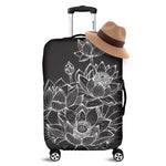 Monochrome Lotus Print Luggage Cover