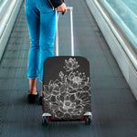 Monochrome Lotus Print Luggage Cover