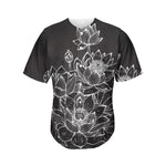 Monochrome Lotus Print Men's Baseball Jersey