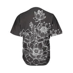 Monochrome Lotus Print Men's Baseball Jersey