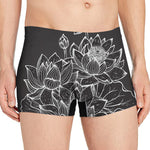 Monochrome Lotus Print Men's Boxer Briefs